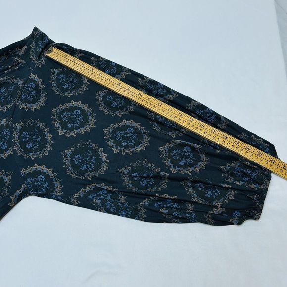 Free People Cowling Around Top SMALL Ballon Sleeve Floral Oversized Drape Boho - Picture 7 of 14